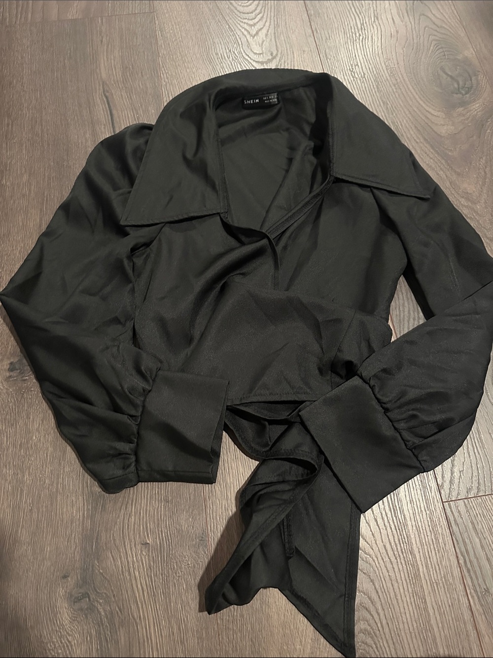SHEIN Black Tie-Front Wrap Blazer